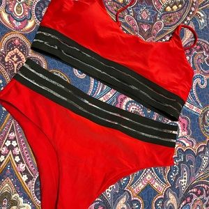 SHEIN red w black two piece